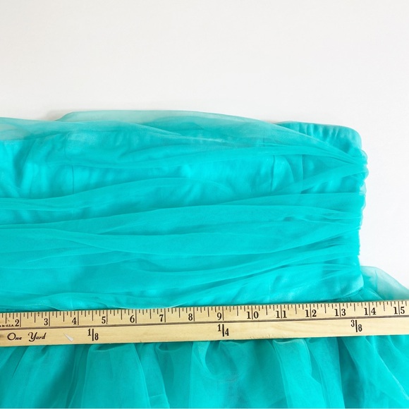 Lulus Teal Green Tulle Strapless MaxiDress Elegant Wedding Guest Party Ball Sz L - Picture 7 of 9